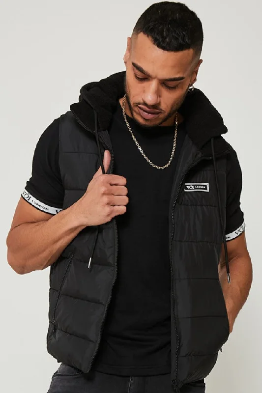 Men's Coats for City WearStamford Brook Hooded Puffer Gilet- Black