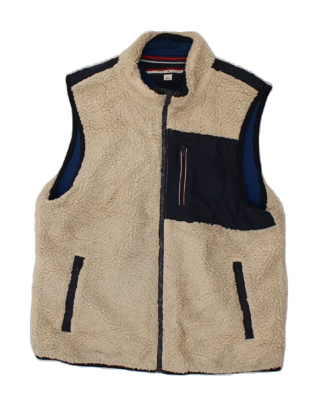 Men's Coats with Multi-Pocket DesignTOMMY HILFIGER Mens Fleece Gilet UK 38 Medium Beige Colourblock Polyester Men's Coats with Multi-Pocket DesignTOMMY HILFIGER Mens Fleece Gilet UK 38 Medium Beige Colourblock Polyester