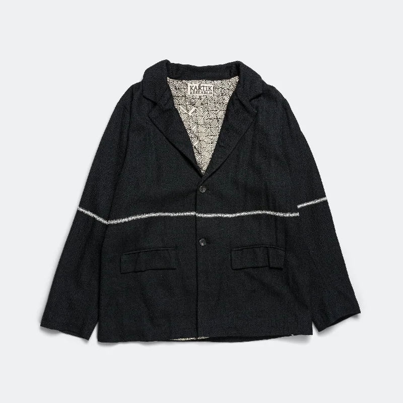 Two Button Blazer - Black/Bone