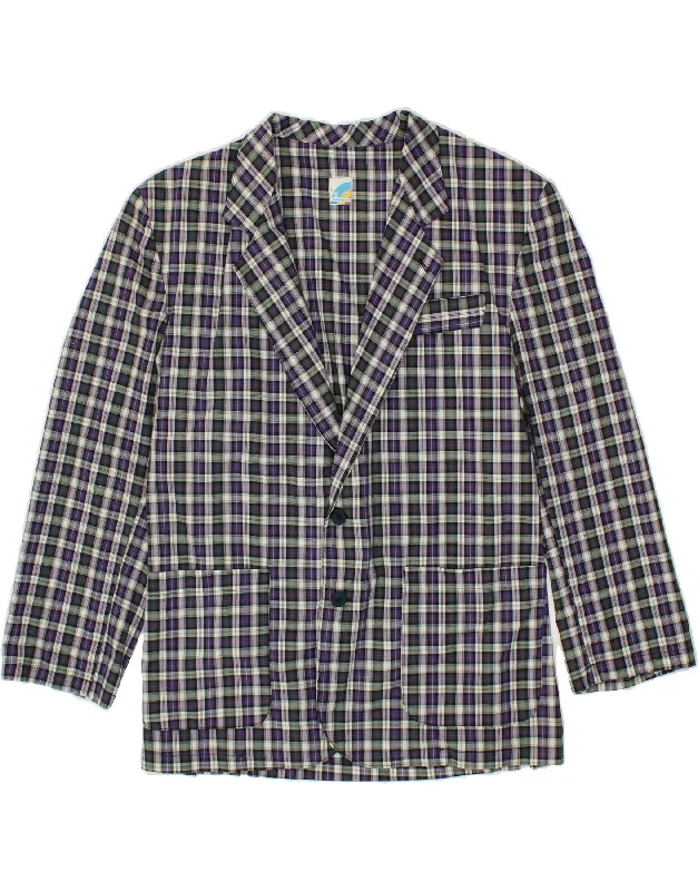 Men's Coats with Multi-Pocket DesignVINTAGE Mens 2 Button Blazer Jacket UK 40 Large Multicoloured Check