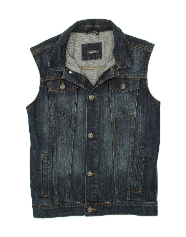 Men's Coats with Multi-Pocket DesignVINTAGE Mens Denim Gilet UK 36 Small Blue Cotton Men's Coats with Multi-Pocket DesignVINTAGE Mens Denim Gilet UK 36 Small Blue Cotton