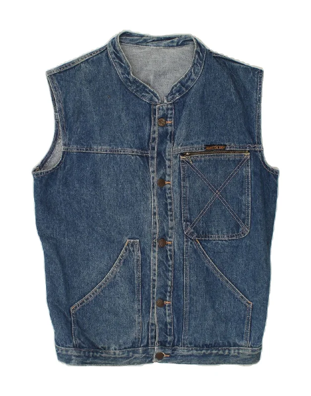 Men's Coats for Casual WearVINTAGE Mens Denim Gilet UK 38 Medium Blue Cotton