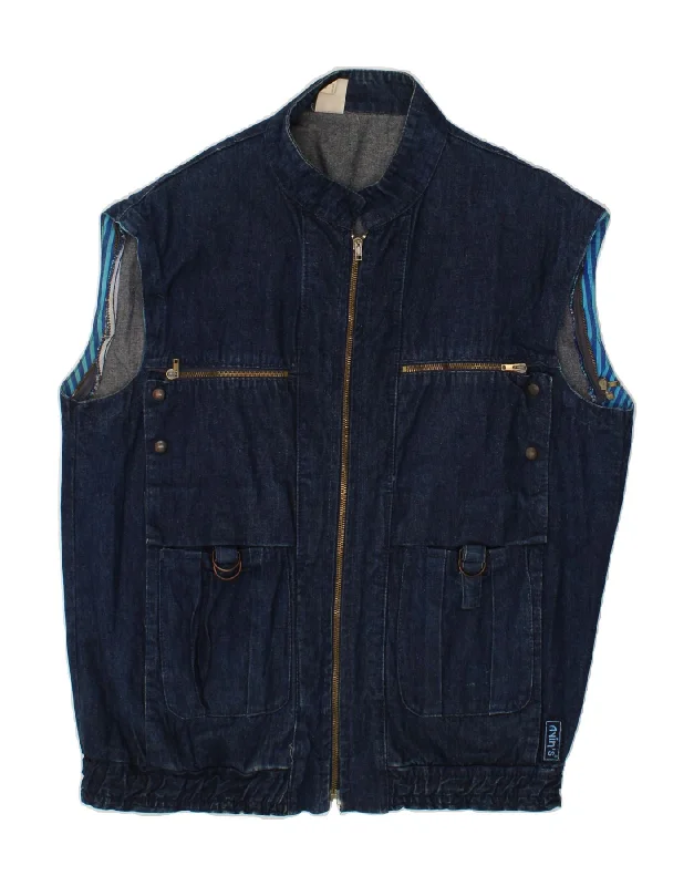 Men's Coats for Skinny MenVINTAGE Mens Denim Gilet UK 42 XL Blue Cotton