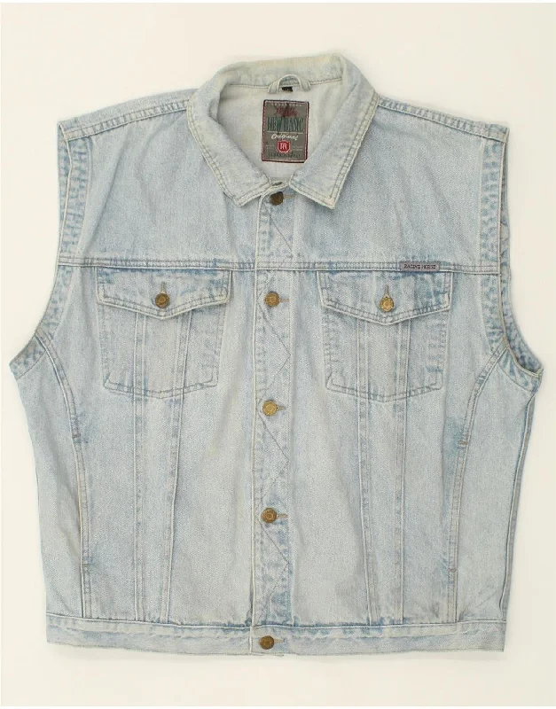 Cool Men's Pea CoatsVINTAGE Mens Denim Gilet UK 42 XL Blue Cotton
