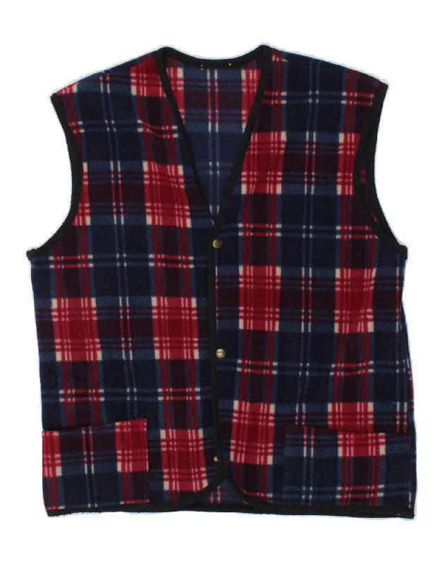 Men's Coats for Dressy OccasionsVINTAGE Mens Fleece Gilet UK 38 Medium Navy Blue Check Polyester Men's Coats for Dressy OccasionsVINTAGE Mens Fleece Gilet UK 38 Medium Navy Blue Check Polyester