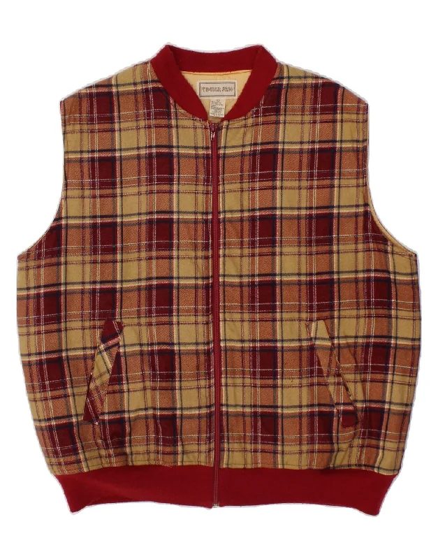 Men's Coats Made in the USAVINTAGE Mens Gilet UK 40 Large Maroon Check Cotton