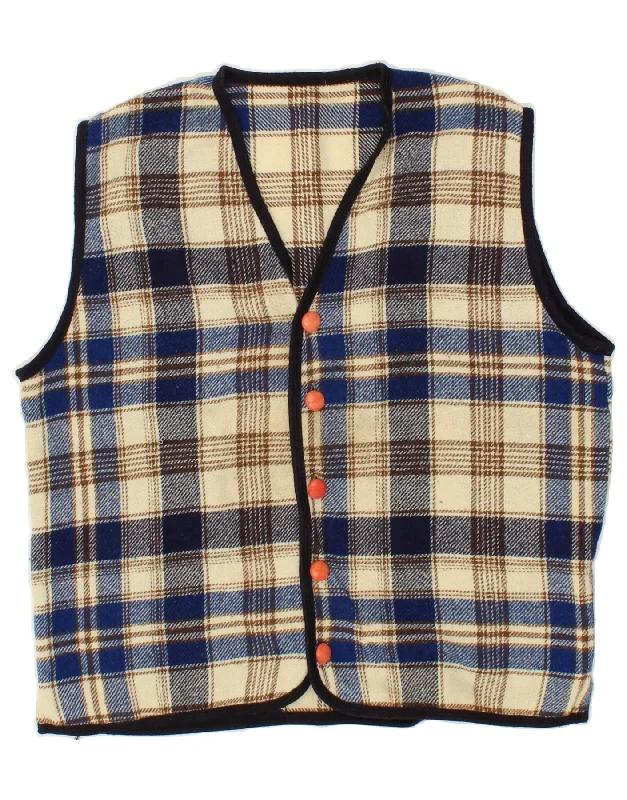 Men's Coats for Big and TallVINTAGE Mens Gilet UK 40 Large Navy Blue Check