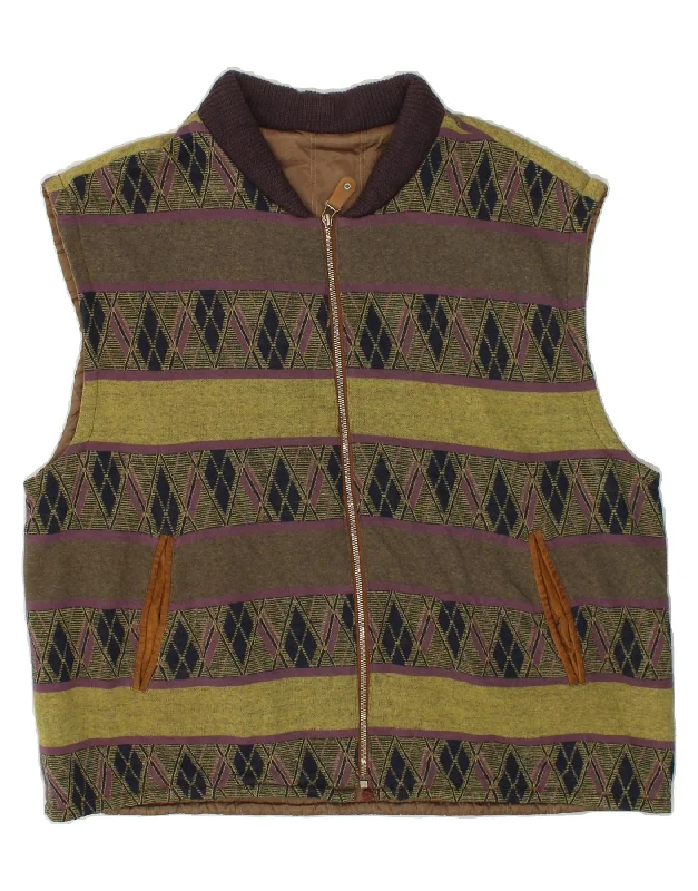 Men's Coats with Chest PocketsVINTAGE Mens Gilet UK 42 XL Multicoloured Geometric
