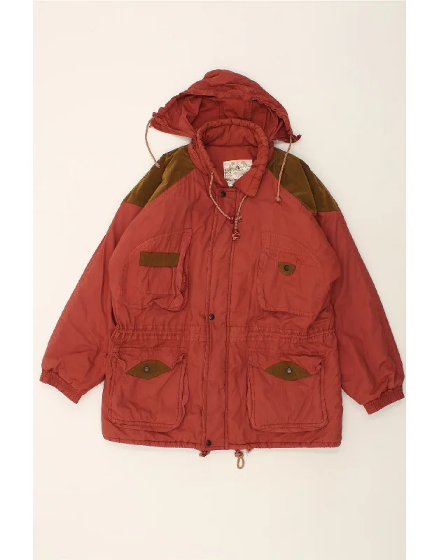 Men's Coats with ZippersVINTAGE Mens Hooded Utility Gilet UK 38 Medium Orange Cotton Men's Coats with ZippersVINTAGE Mens Hooded Utility Gilet UK 38 Medium Orange Cotton