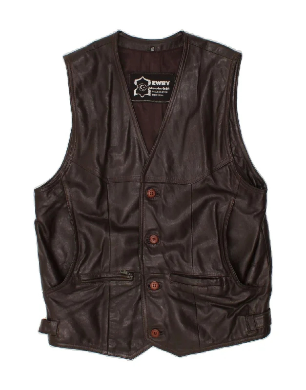 Men's Coats with Breathable FabricVINTAGE Mens Leather Gilet IT 52 XL Brown Leather