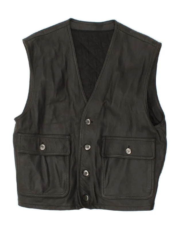 Men's Coats for All SeasonsVINTAGE Mens Leather Gilet UK 38 Medium Black
