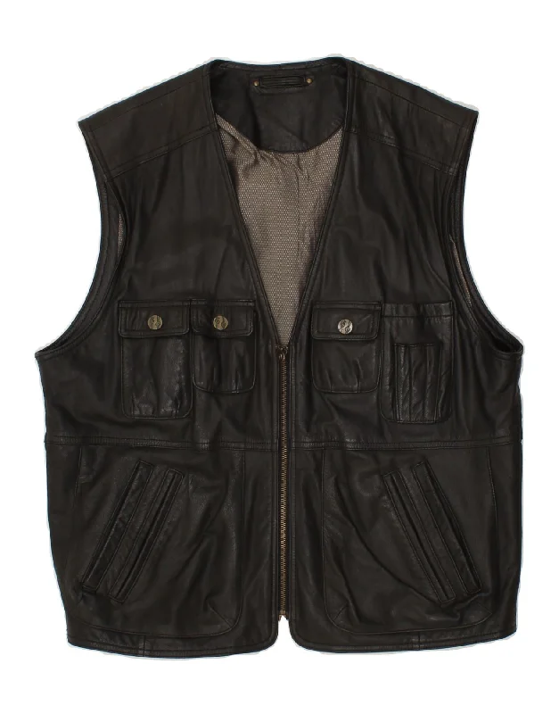 Men's Coats with Velcro ClosuresVINTAGE Mens Leather Gilet UK 38 Medium Black Leather Men's Coats with Velcro ClosuresVINTAGE Mens Leather Gilet UK 38 Medium Black Leather