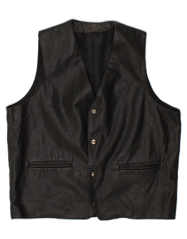 Durable Men's Car CoatsVINTAGE Mens Leather Gilet UK 38 Medium Black Leather