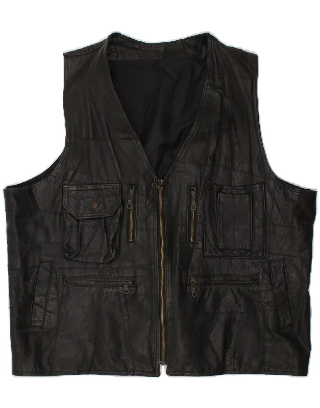 Men's Coats for Dressy OccasionsVINTAGE Mens Leather Gilet UK 44 2XL Black