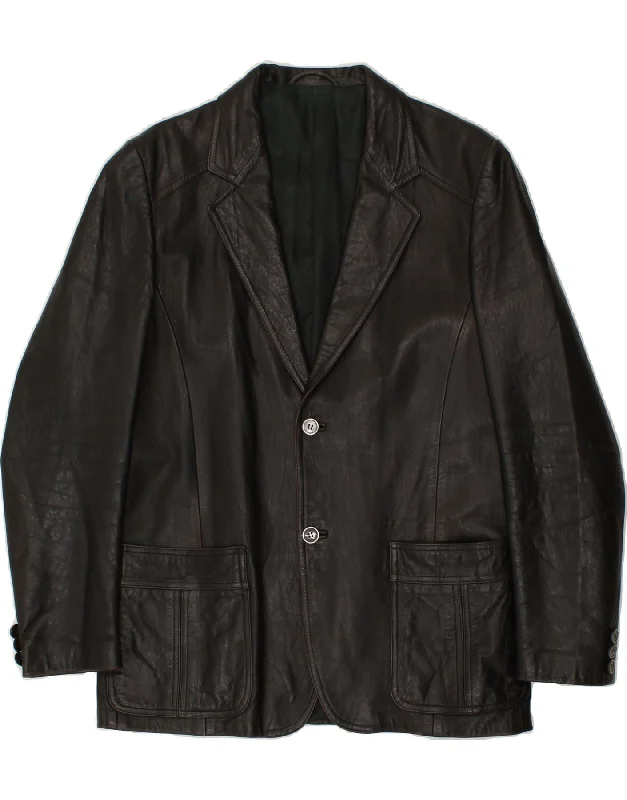 Men's Coats Made in ItalyVINTAGE Mens Leather Jacket IT 50 Large Brown Leather