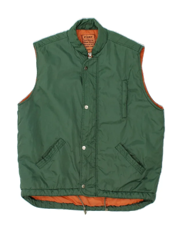 Men's Coats with Slim FitsVINTAGE Mens Padded Gilet UK 38 Medium Green Nylon