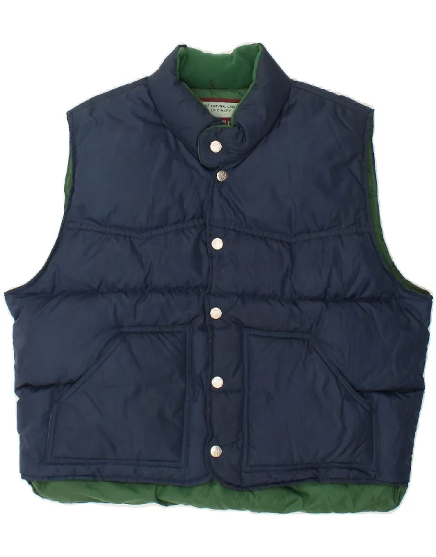 Men's Coats with Contrast StitchingVINTAGE Mens Padded Gilet UK 40 Large Navy Blue Polyamide Men's Coats with Contrast StitchingVINTAGE Mens Padded Gilet UK 40 Large Navy Blue Polyamide