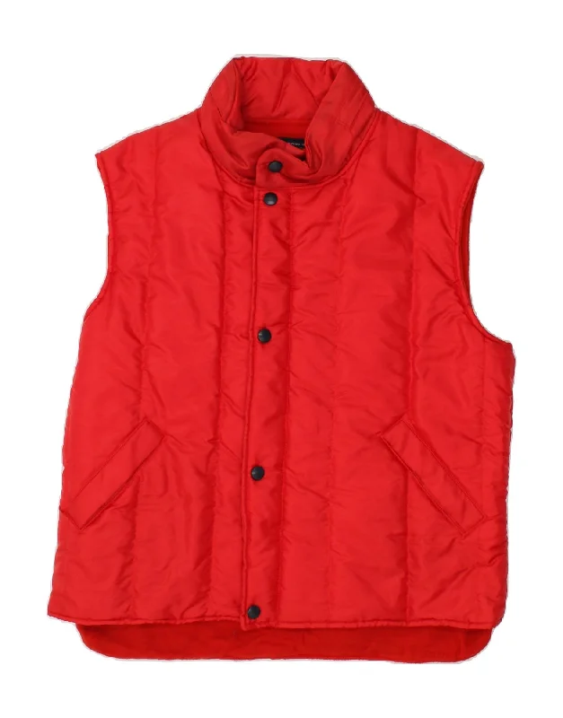 Men's Coats without LiningVINTAGE Mens Padded Gilet UK 42 XL Red Polyester