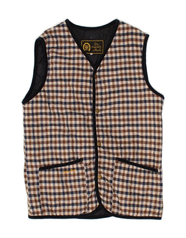 Men's Coats for Big and TallVINTAGE Mens Quilted Gilet UK 38 Medium Brown Gingham