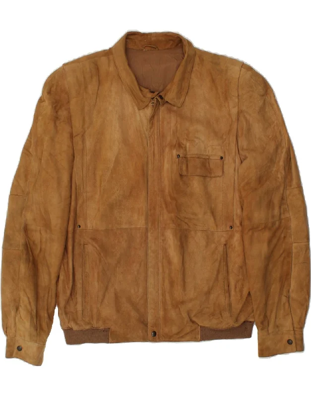 Men's Coats for LayeringVINTAGE Mens Suede Bomber Jacket UK 38 Medium Beige