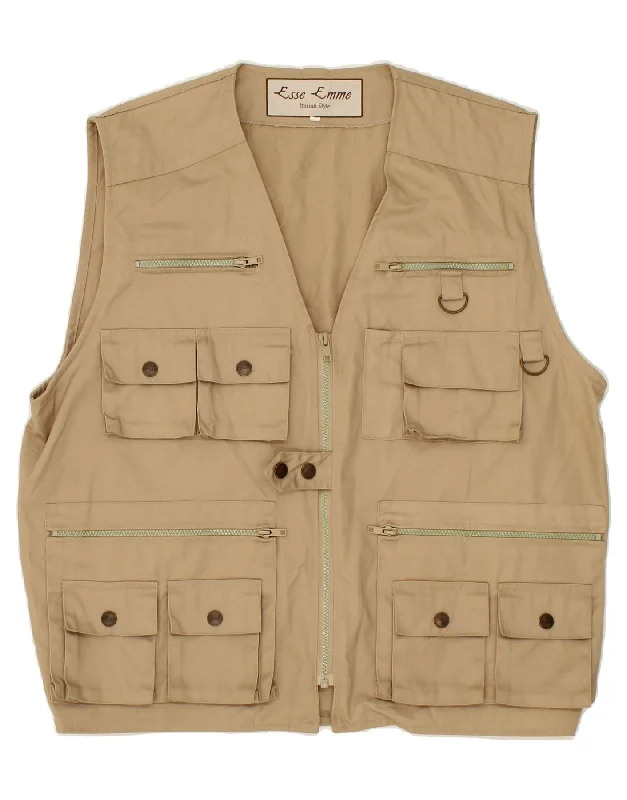 Affordable Men's Winter CoatsVINTAGE Mens Utility Gilet IT 52 XL Beige Cotton