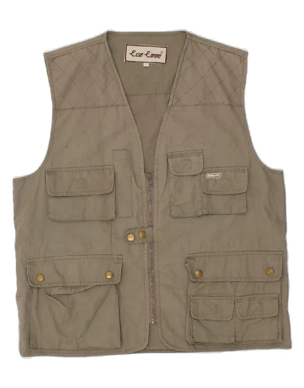 Weather-Resistant Men's CoatsVINTAGE Mens Utility Gilet IT 52 XL Khaki Polyester