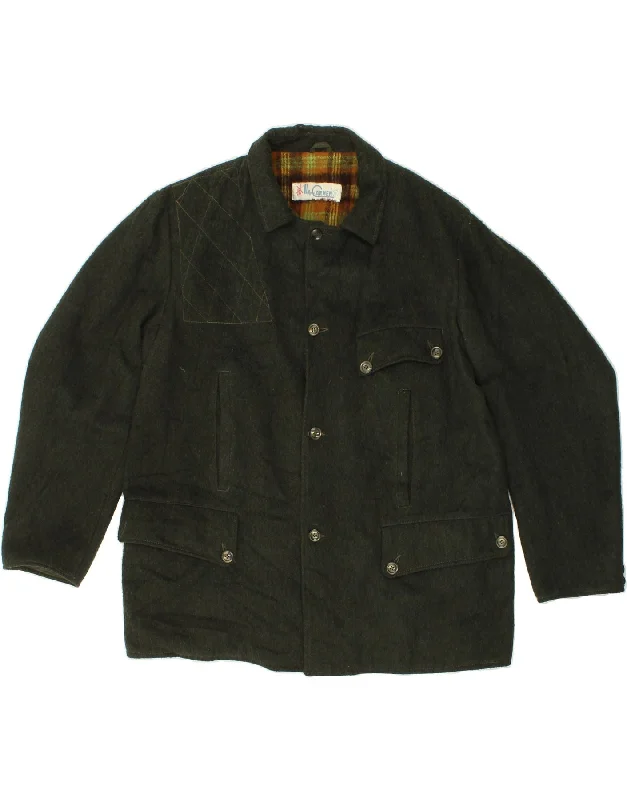 Men's Coats with Patchwork DesignsVINTAGE Mens Utility Gilet IT 56 3XL Green