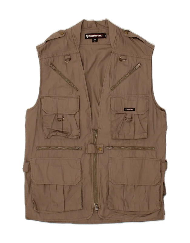 Men's Coats for Rainy WeatherVINTAGE Mens Utility Gilet UK 36 Small Brown Cotton