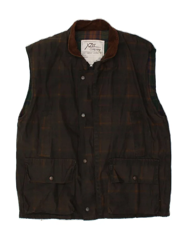 Waterproof Men's ParkasVINTAGE Mens Utility Gilet UK 38 Medium Brown Check Cotton
