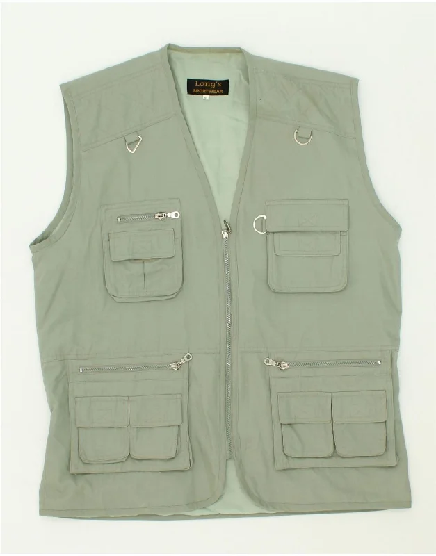 Men's Coats with Slim FitsVINTAGE Mens Utility Gilet UK 38 Medium Green Polyester
