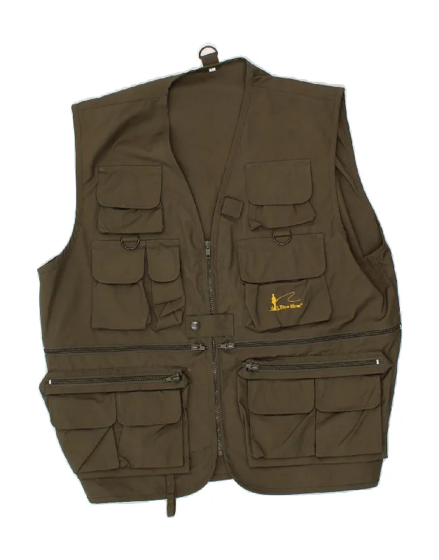 Men's Coats for Cold WeatherVINTAGE Mens Utility Gilet UK 40 Large Khaki Polyester