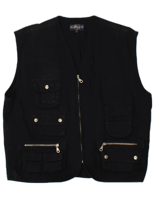 Men's Coats for Outdoor ActivitiesVINTAGE Mens Utility Gilet UK 40 Large Navy Blue Cotton Men's Coats for Outdoor ActivitiesVINTAGE Mens Utility Gilet UK 40 Large Navy Blue Cotton