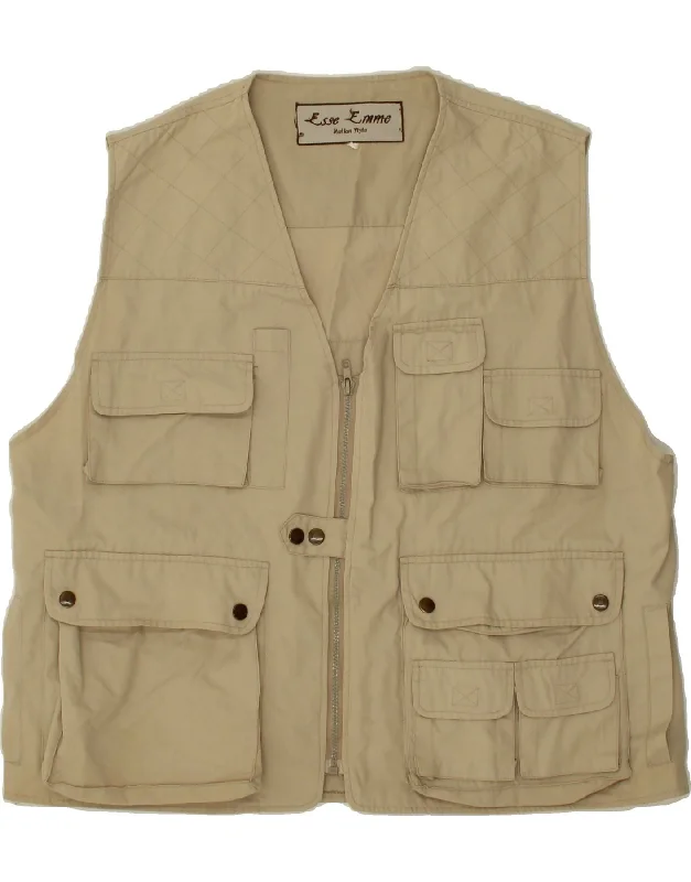 Stylish Men's Biker JacketsVINTAGE Mens Utility Gilet UK 42 XL Beige