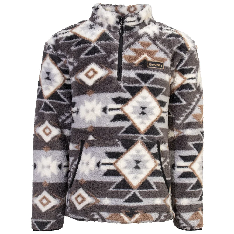 Men's Hoodies for HikingYouth "Hooey Fleece Pullover" Grey/Aztec