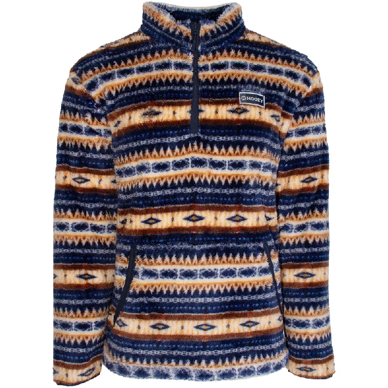 Men's Hoodies with Quick-Dry FabricYouth "Hooey Fleece Pullover" Navy/Tan Serape