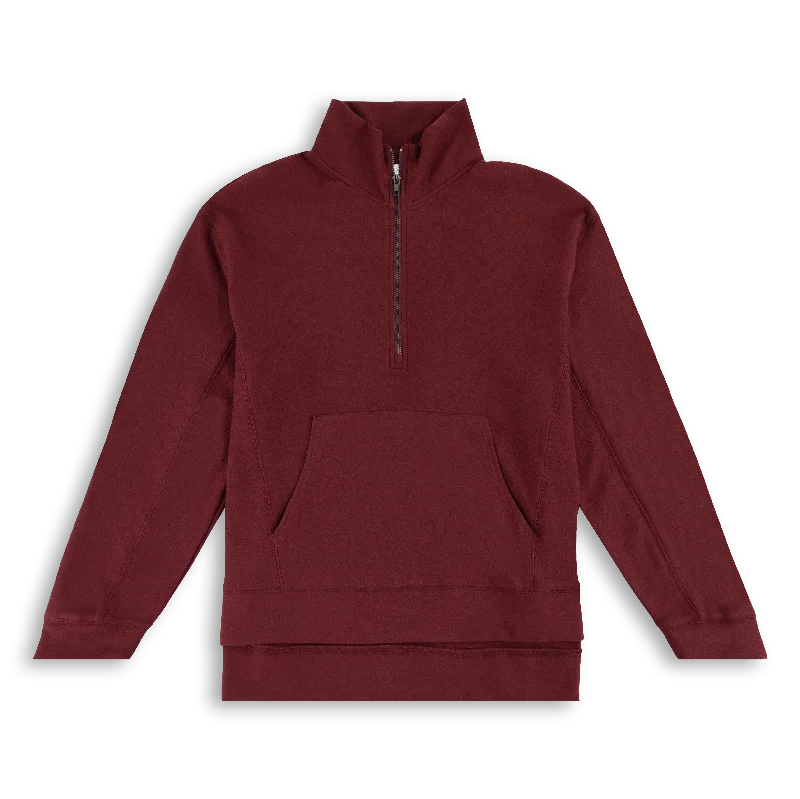 Men's Hoodies with Quilted LiningMaroon Soft Quarter Zip Pullover